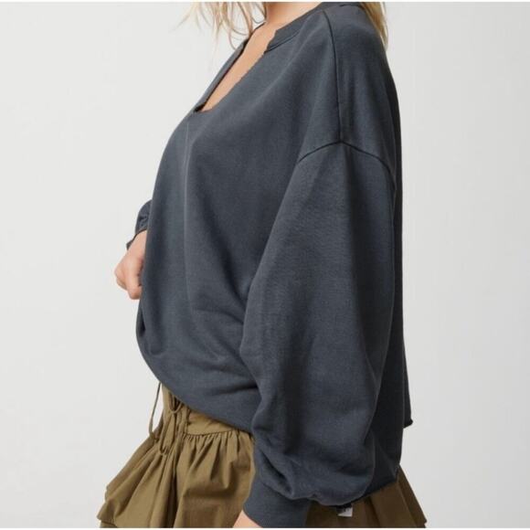 Urban Outfitters Out From Under Grey Pullover Notch Neck Sweatshirt Size S - Picture 13 of 14